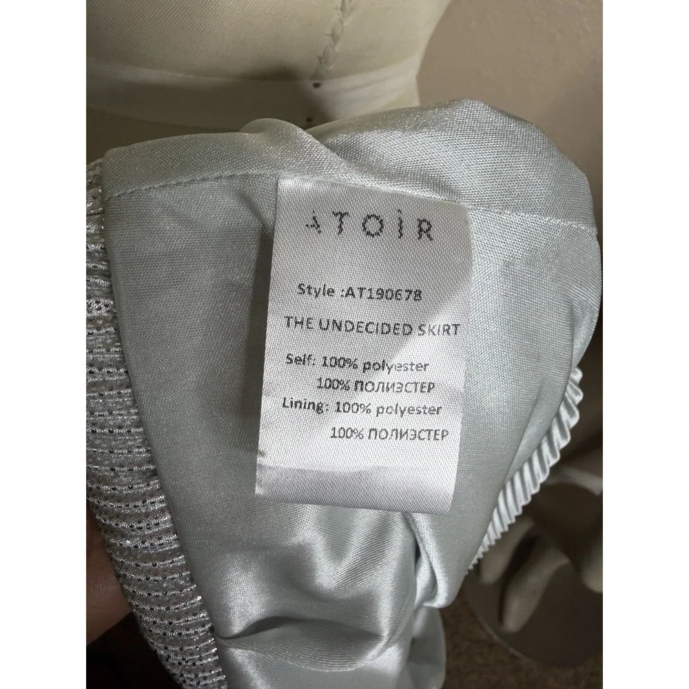 ATOIR Silver Metallic Pleated Asymmetric Mini Skirt XS NWT Ruched Party Festival